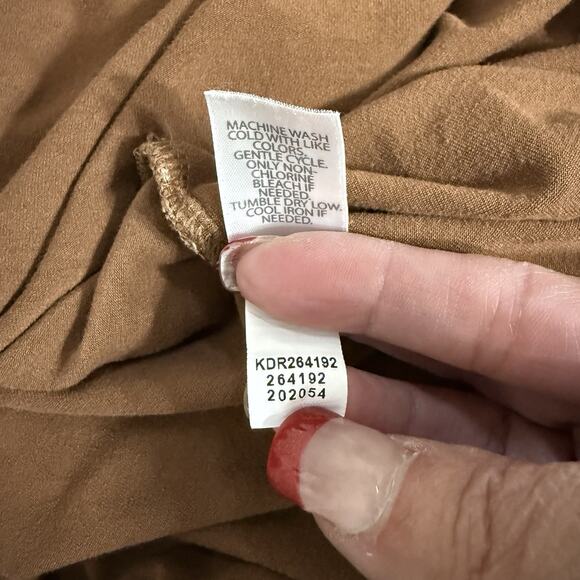 J. Jill Wearever Short Sleeve Shift Dress Size XL Petite Brown Polk Dot Pockets - Picture 8 of 9